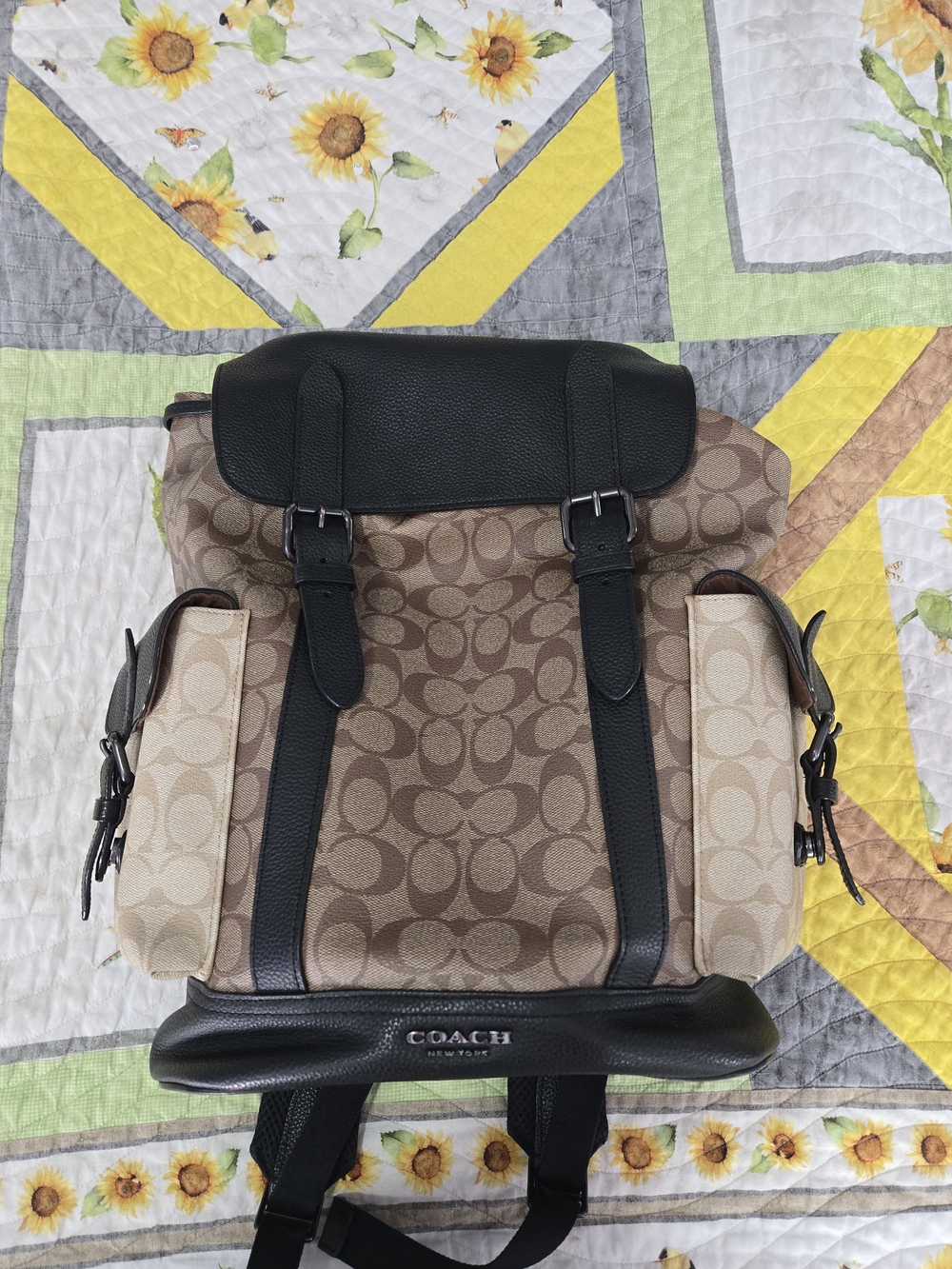 Coach Hudson Men’s Signature Canvas and Leather Backpack in Brown/Black